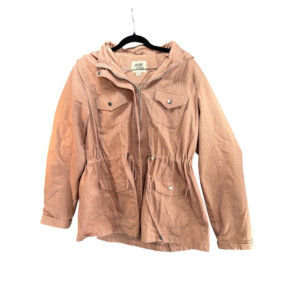 Outer Edge Womens Large Lightweight Jacket Full Zip Hooded Casual Outdoor